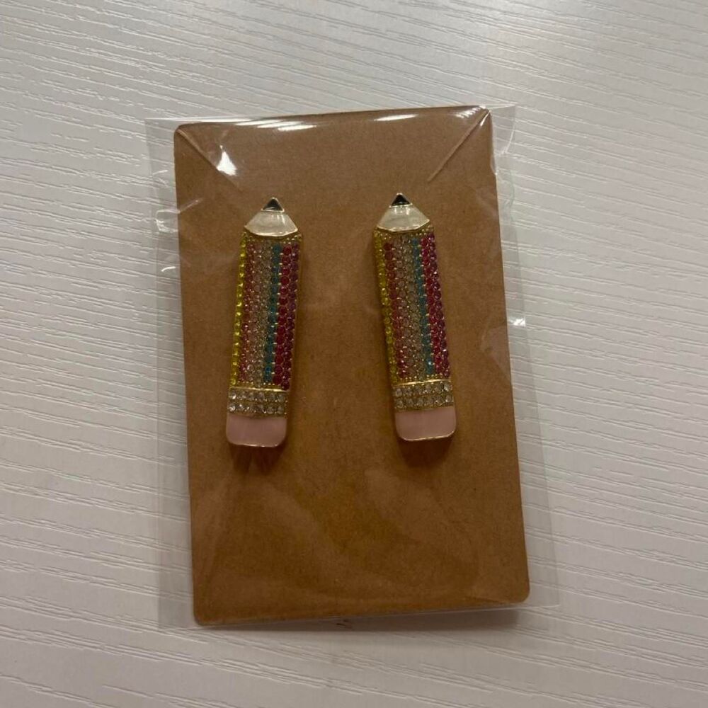 Multi-colored pencil earrings